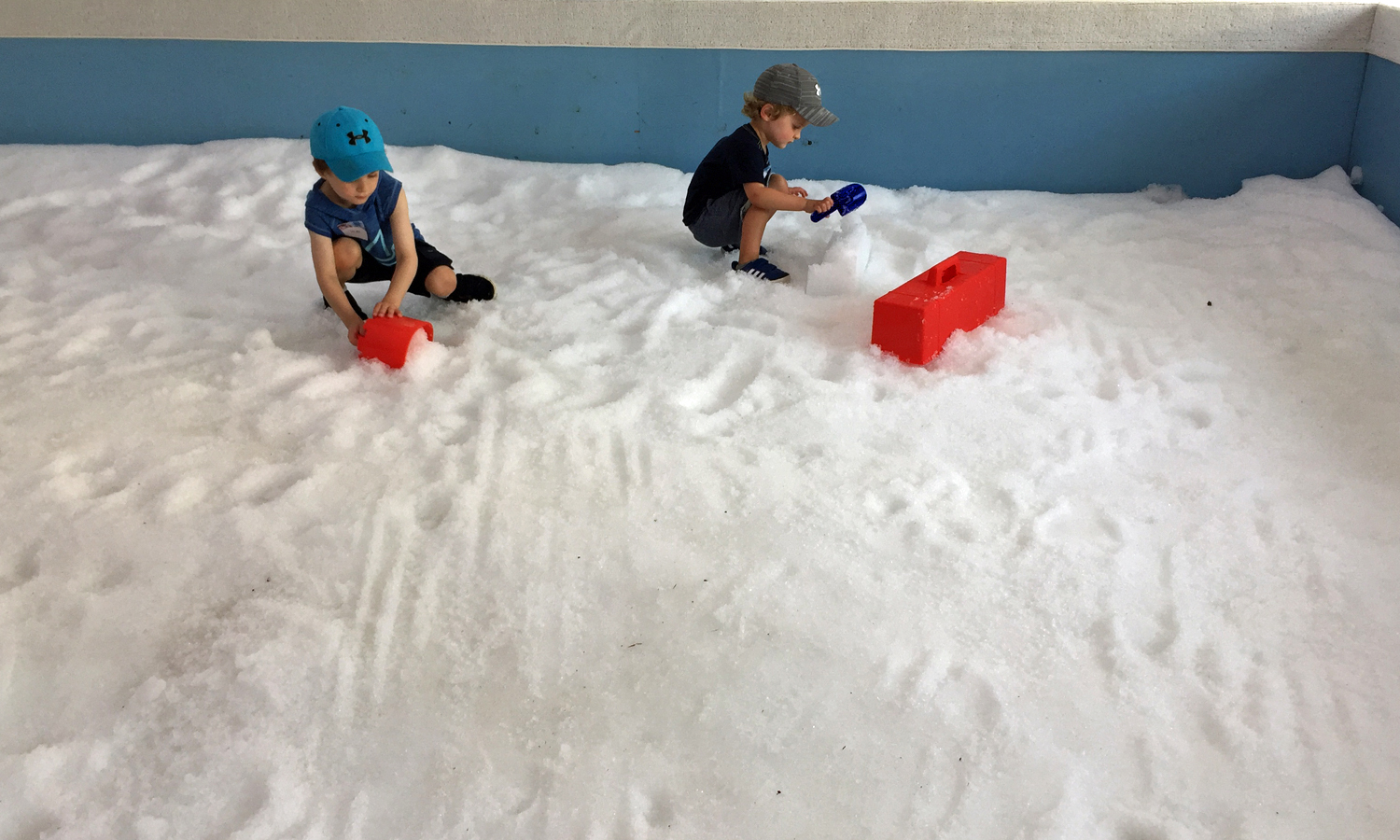 Indoor snow piles for building at Philadelphia Zoo's New Winter Exhibit!