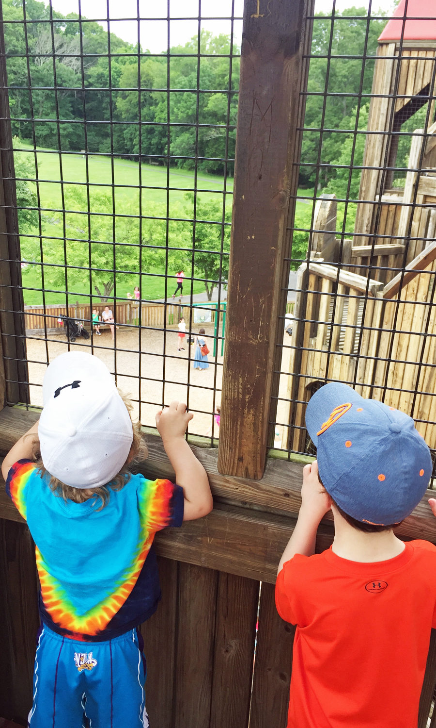 Checking out the view at Kid's Castle Playground in Doylestown, PA