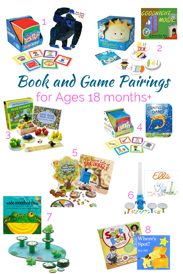 Incredible game and book pairings for even the littlest kids in your life. Games make perfect holiday and birthday presents! Plus there are 30+ games on this list for kids aged 1 to 101!