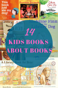 We have 14 amazing kids books about books. With new favorites like Madeline Finn and the Library dog to old favorites like Library Lion, help your little one jump into reading with these great books