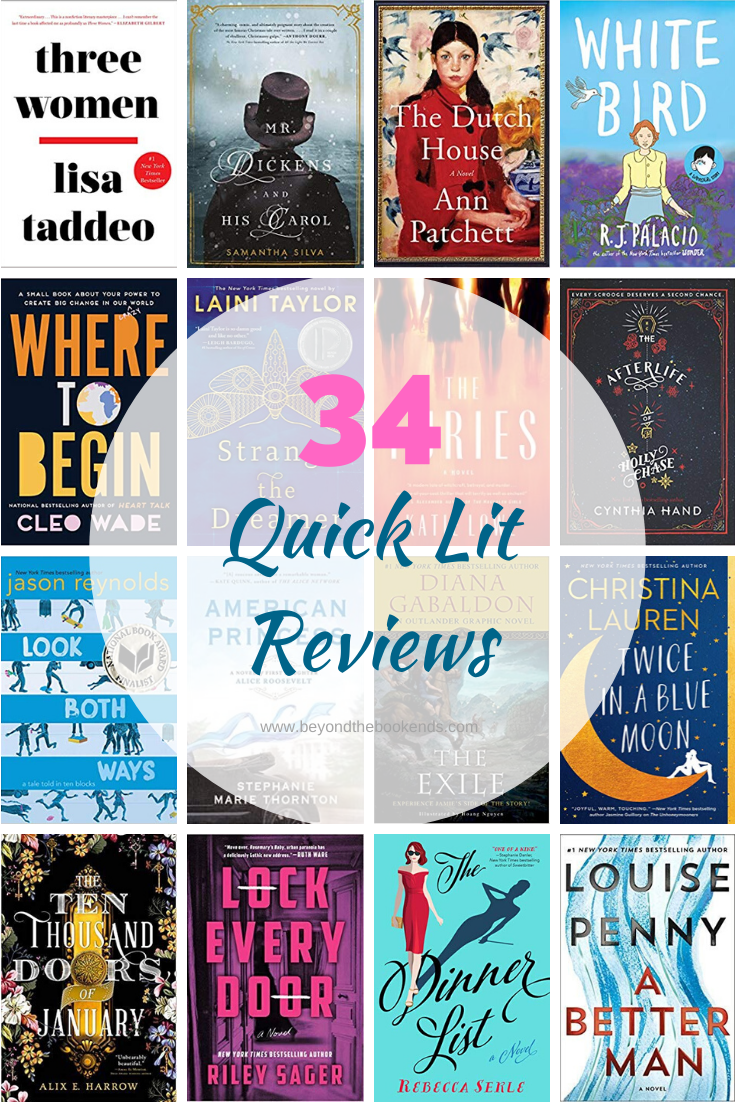 34 Quick Lit Reviews for the hottest new books - Three Women, Where to Begin, Lock Every Door, Twice in a Blue Moon, Look Both Ways and more. Fast reviews to help you decide what to read next -- and what to pass on.