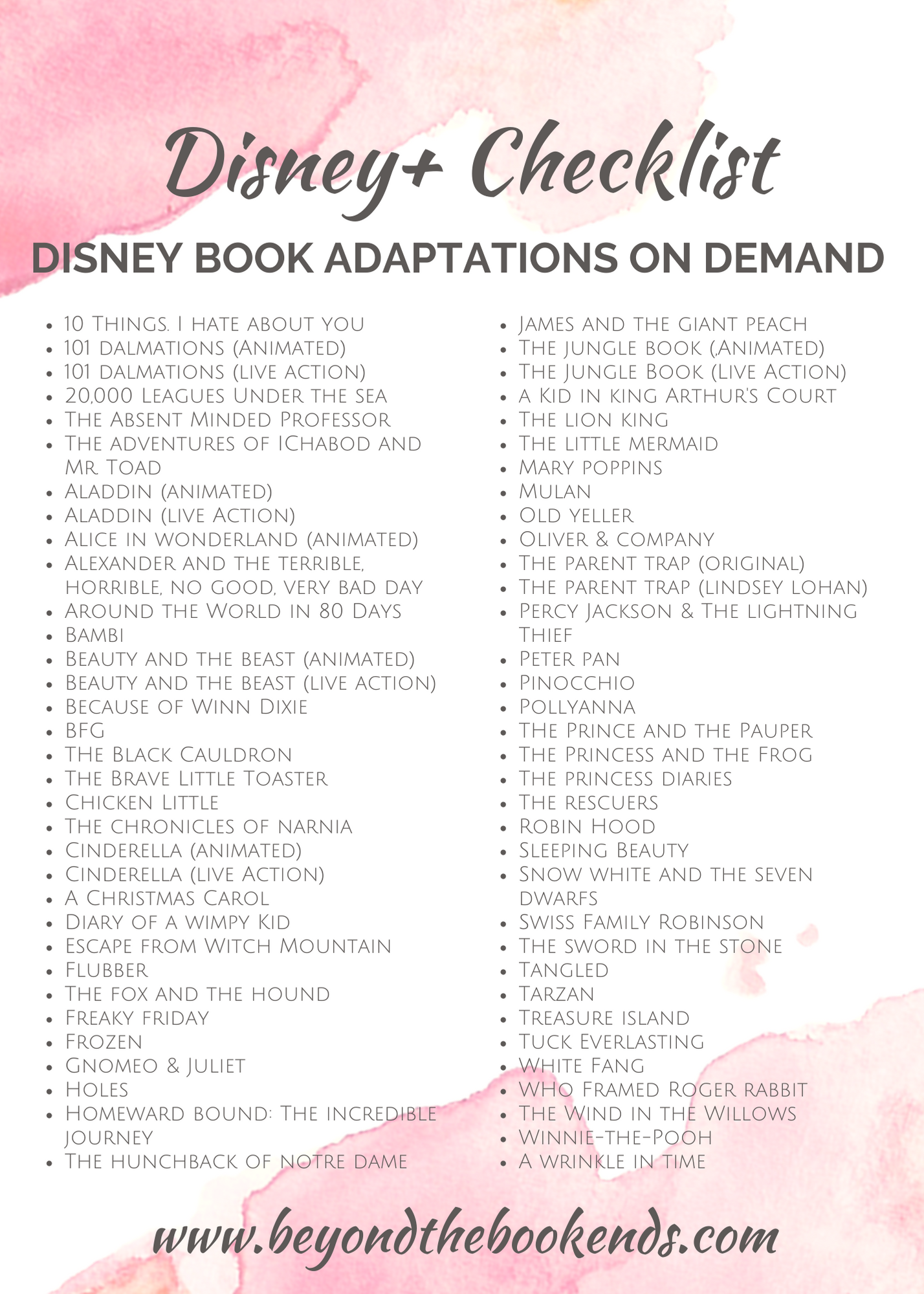 Disney Book Adaptations on Disney+