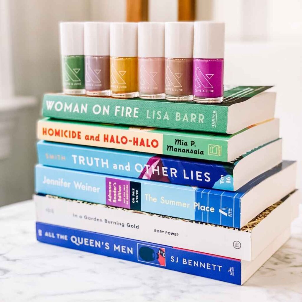 Olive and June Spring 2022 collection and book pairings.