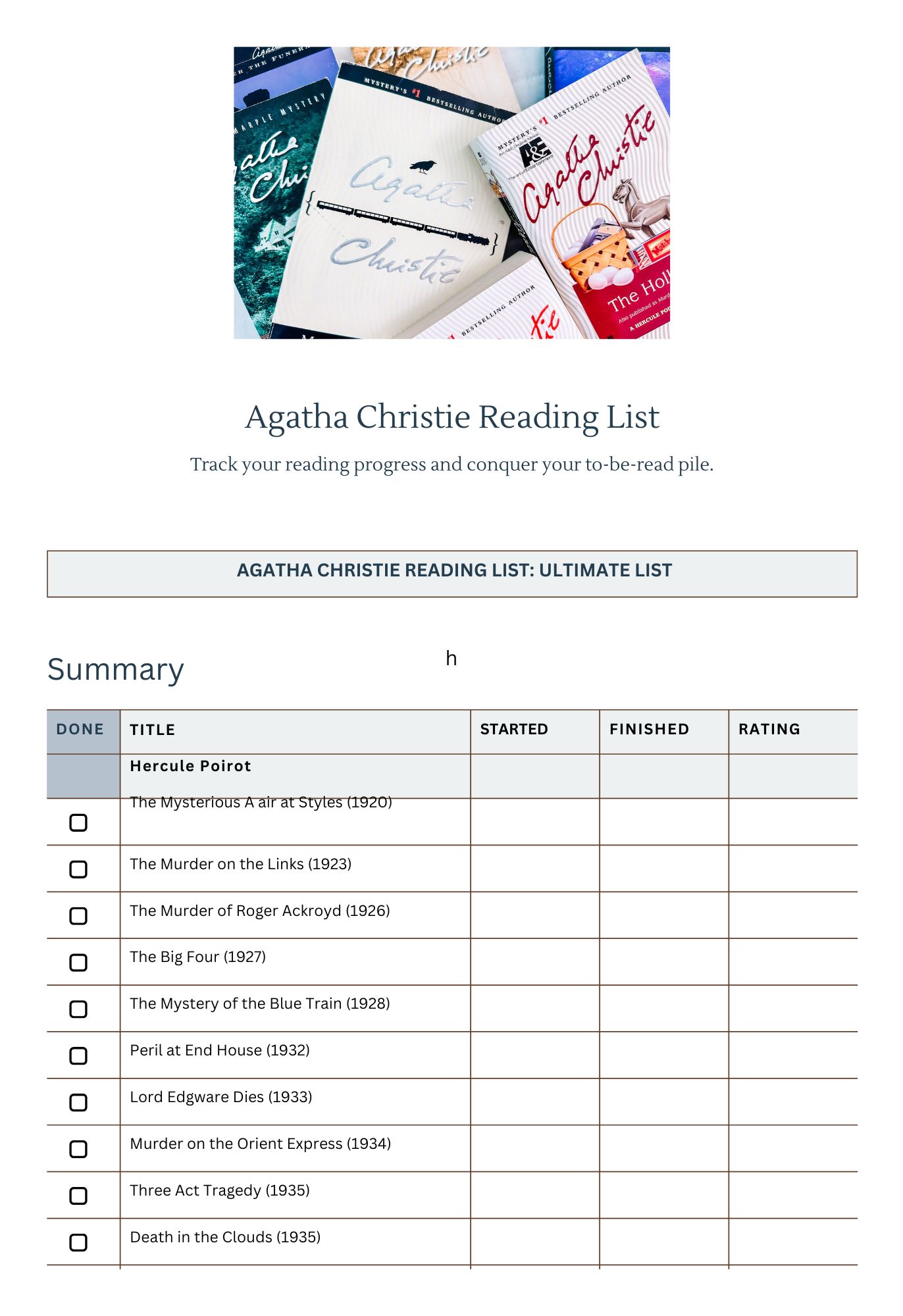 70 Agatha Christie Books in Order (+PDF)